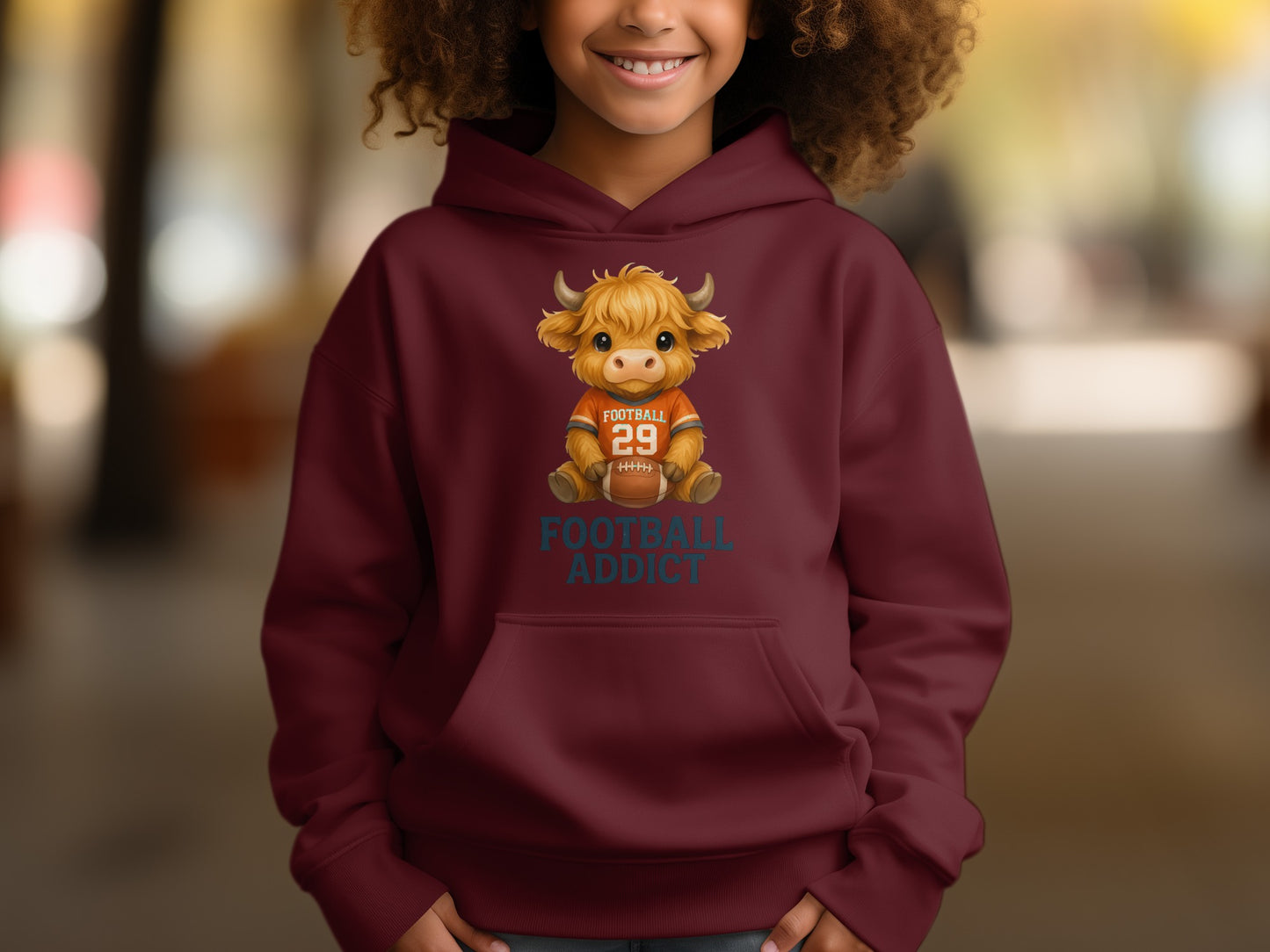 Football Addict Cute Cartoon Bull Kids Hoodie product