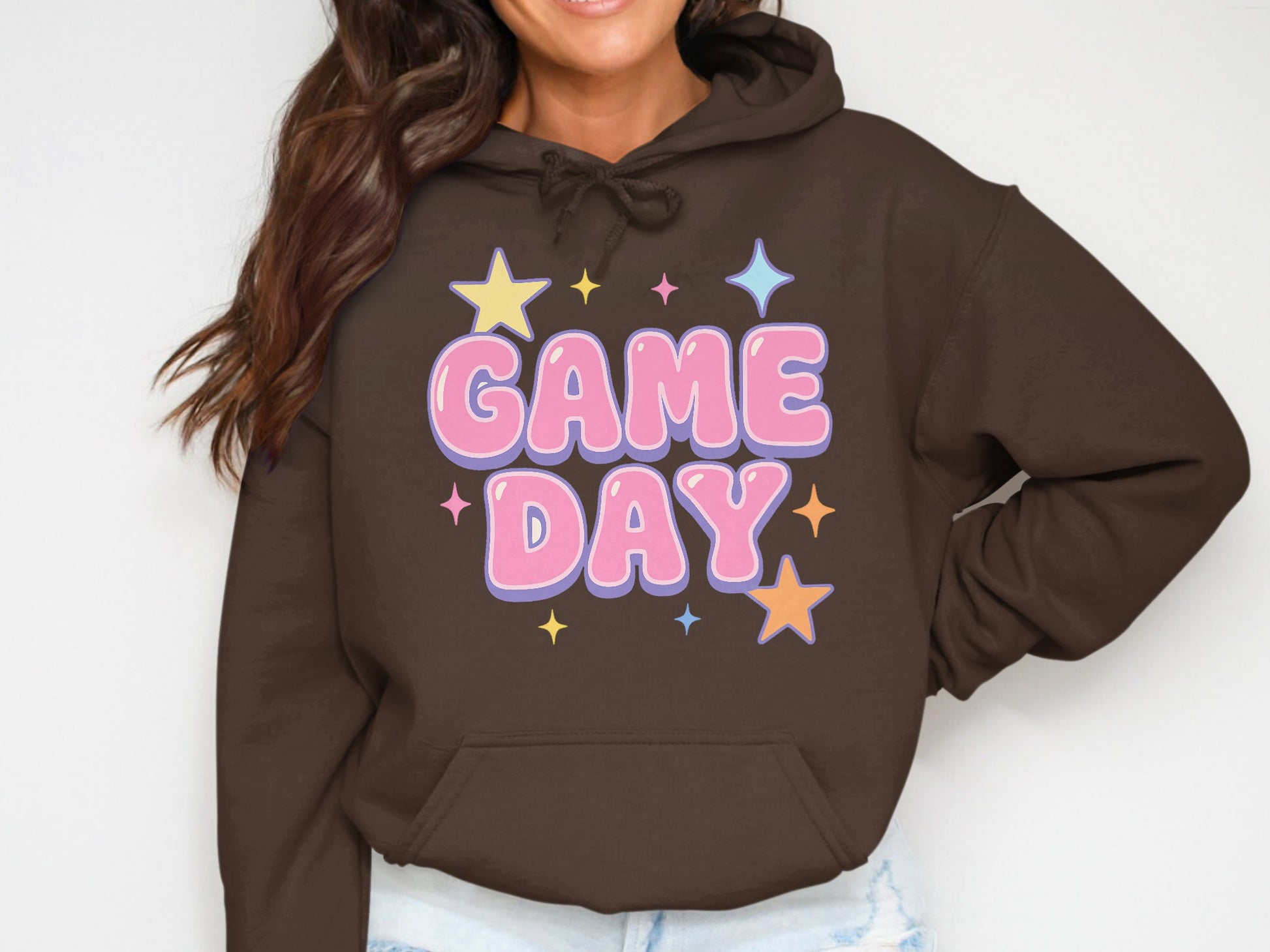 Game Day Graphic Hoodie with Colorful Star Design product type