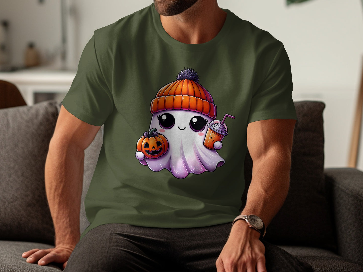 Cute Halloween Ghost with Pumpkin T-shirt product
