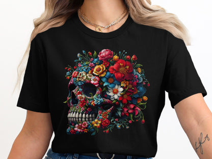 Colorful Floral Skull Graphic Women's T-Shirt product type
