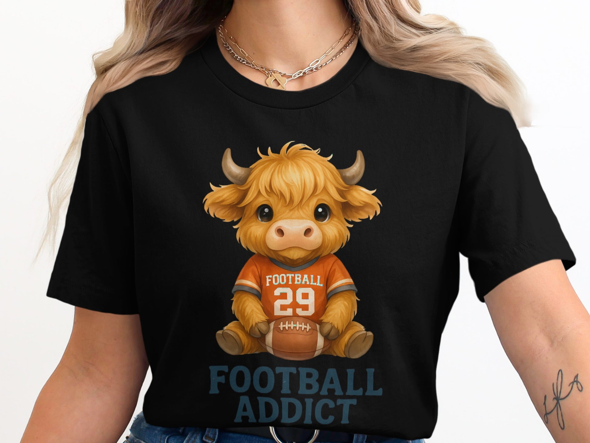 Football Addict Cute Highland Cow Graphic Tee product