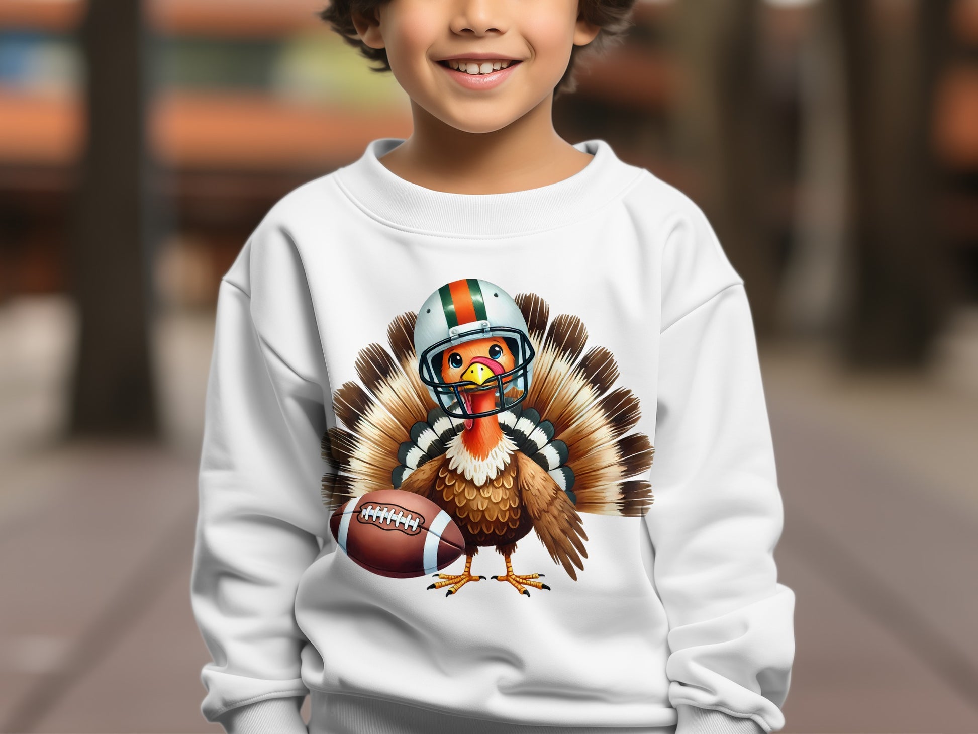 Kid's Sweatshirt with Turkey Wearing Football Helmet product type