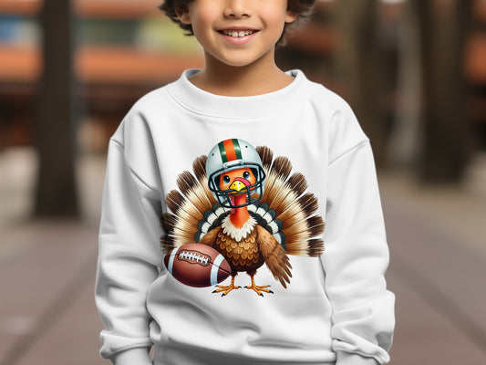 Kid's Sweatshirt with Turkey Wearing Football Helmet product type