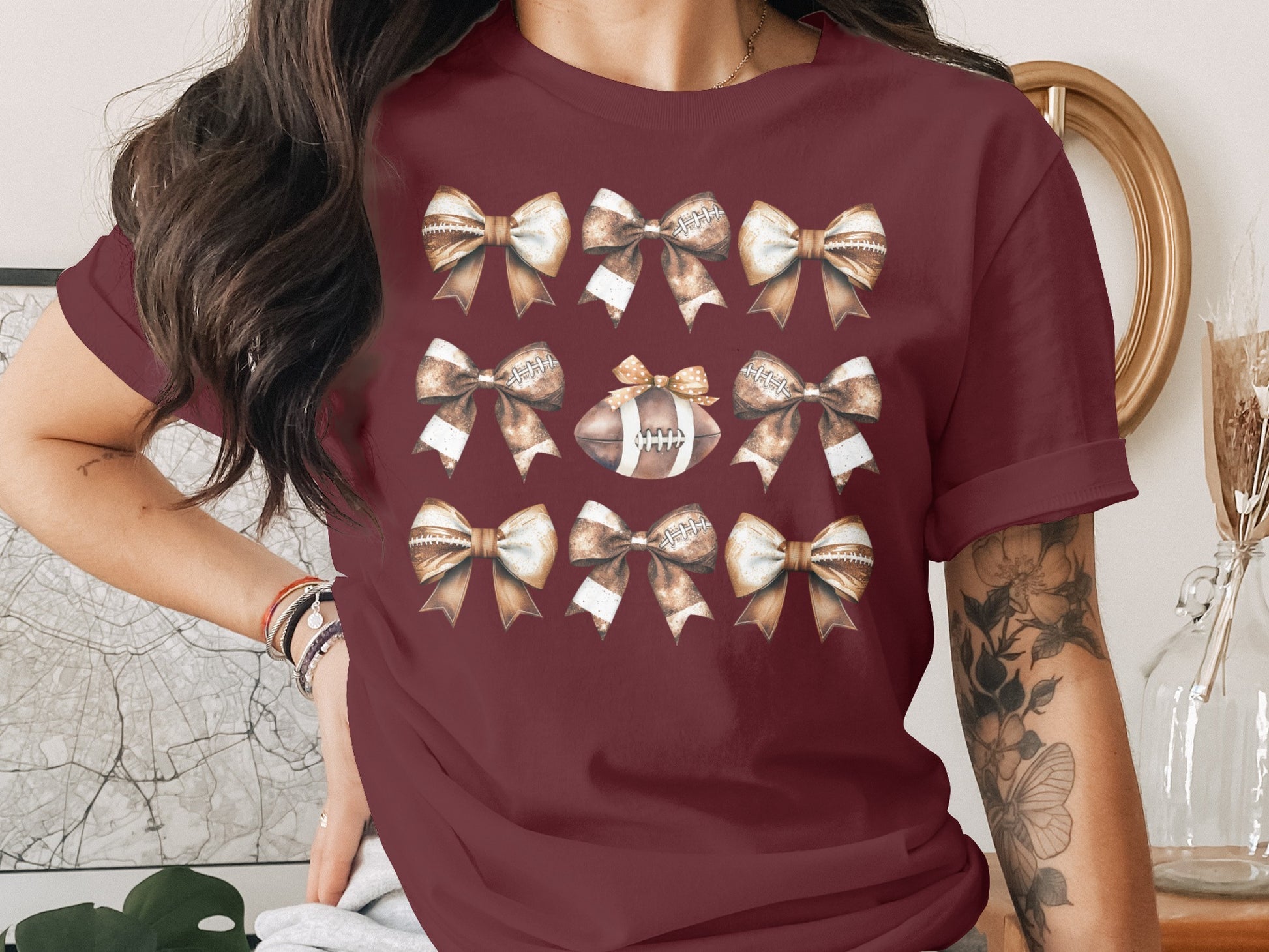 Football And Bows Graphic Printed T-shirt product