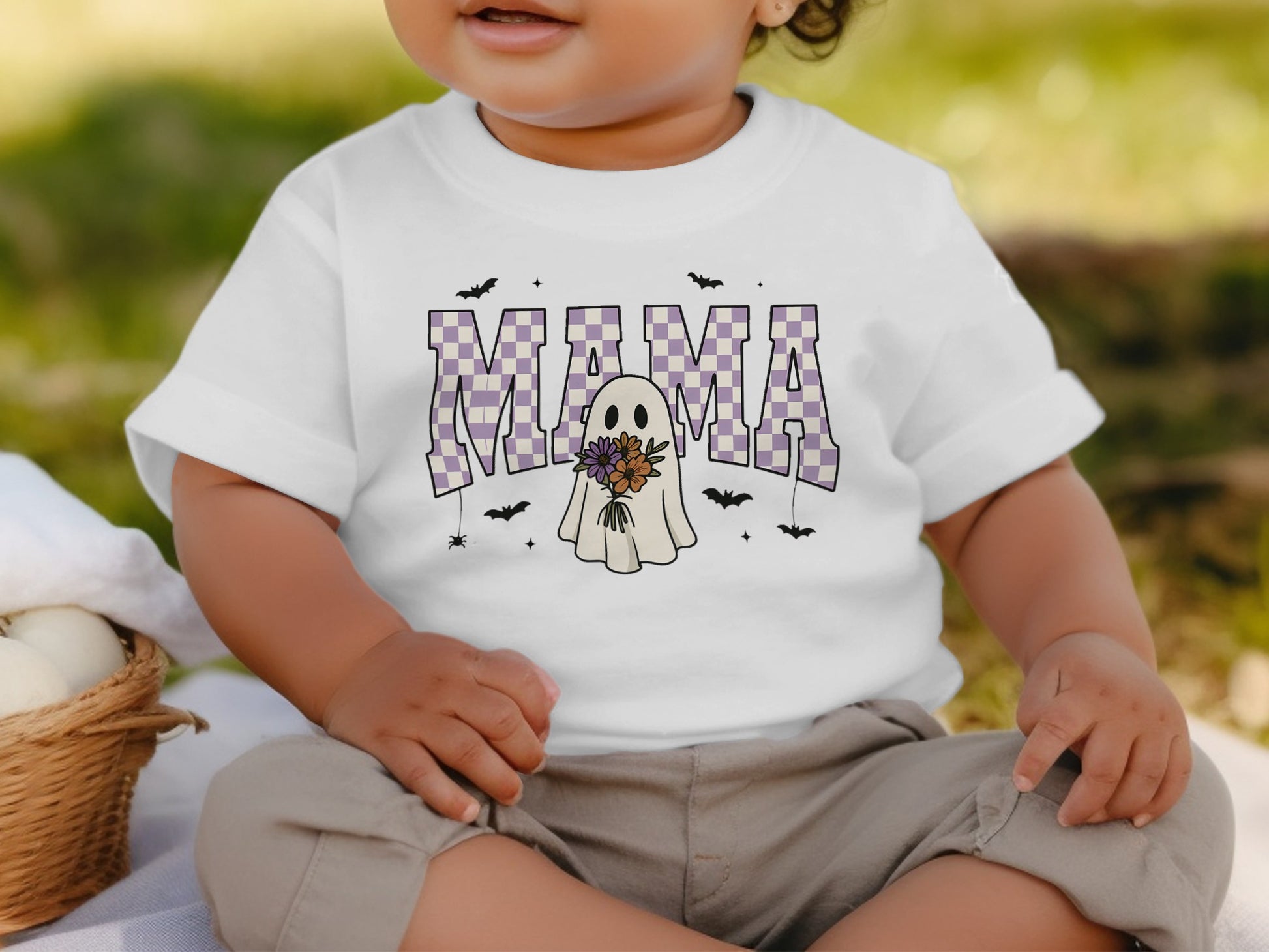 Cute MIMA Ghost Graphic Baby Tee product type