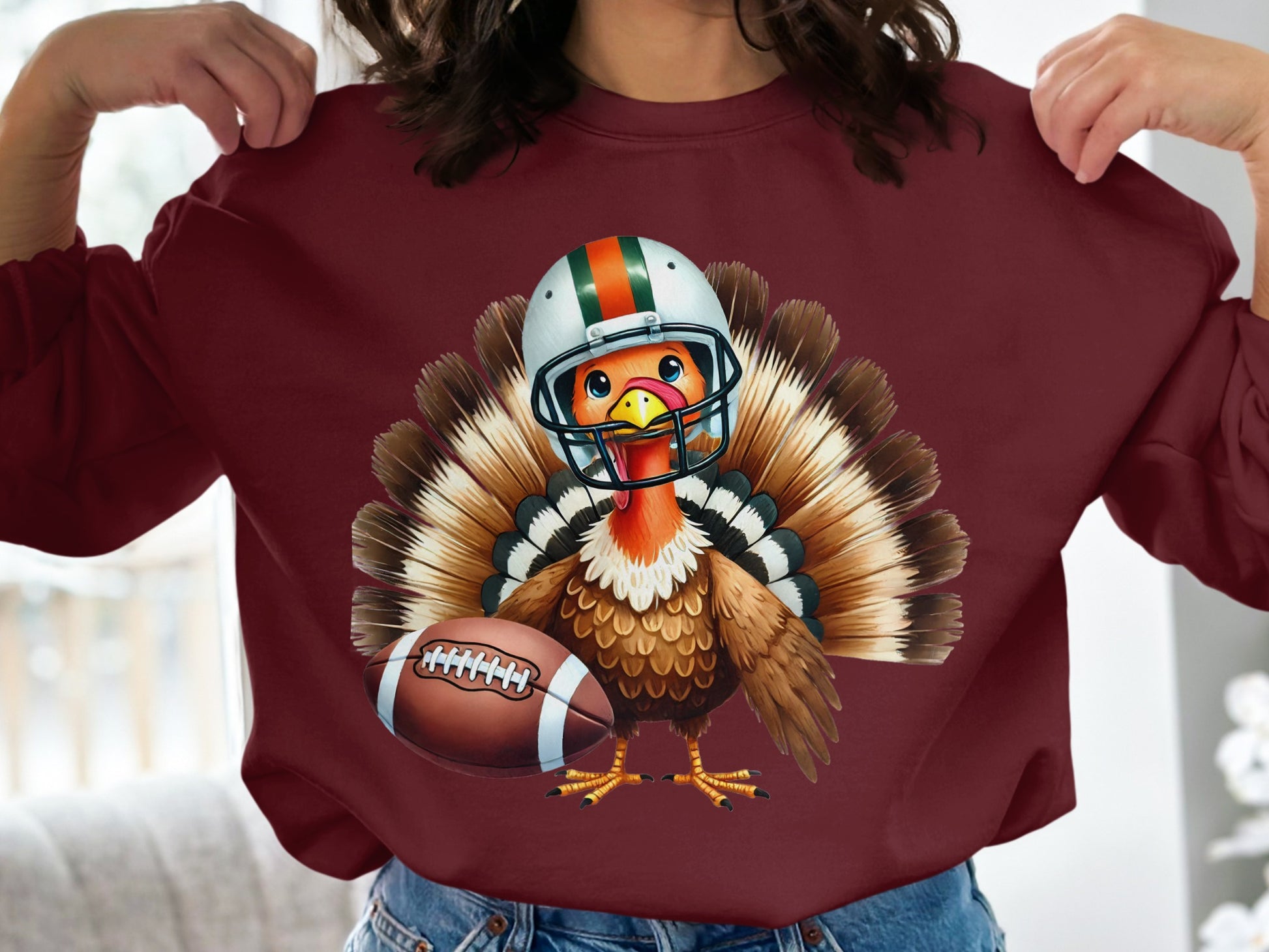 Cute Turkey Football Helmet Thanksgiving Sweatshirt product