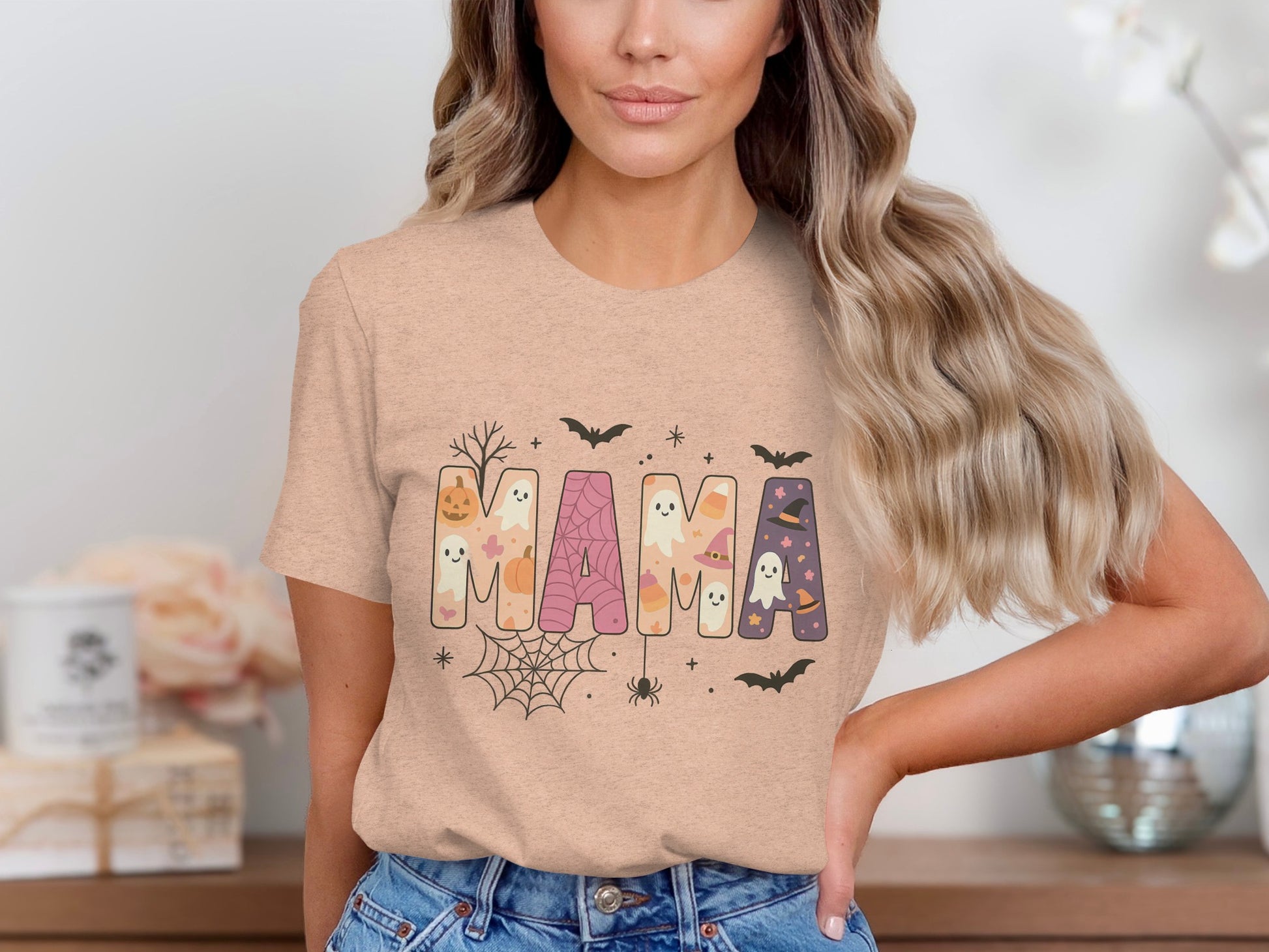 Cute Halloween Themed Mama Graphic Tee Shirt product type