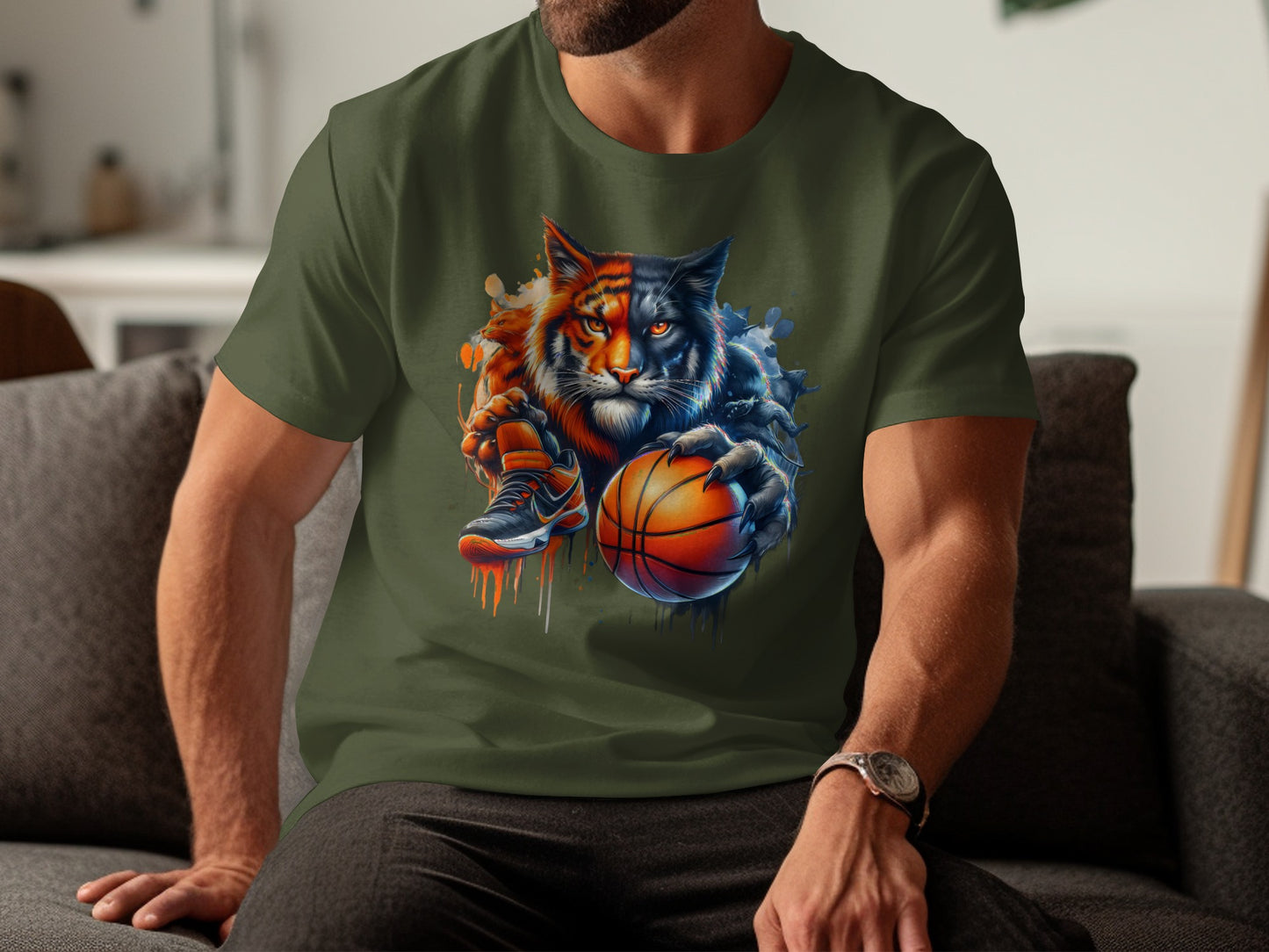 Fierce Basketball Cat Graphic Tee for Trendy product