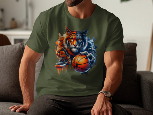 Fierce Basketball Cat Graphic Tee for Trendy product