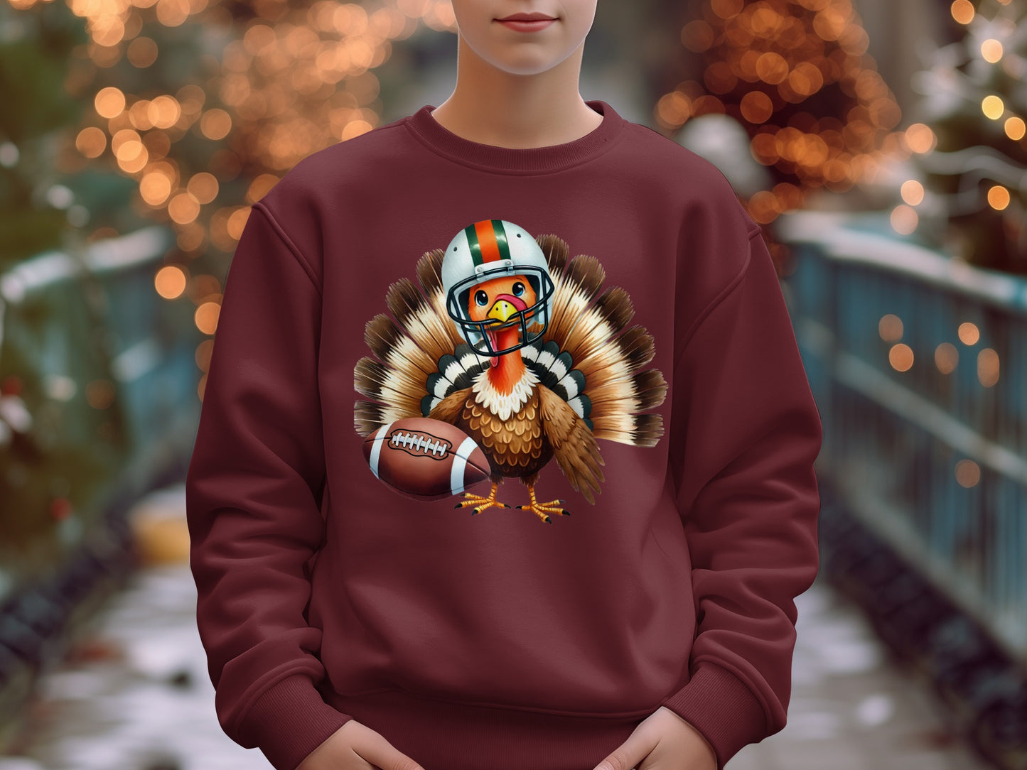 Festive Holiday Turkey with Football Helmet Sweatshirt product