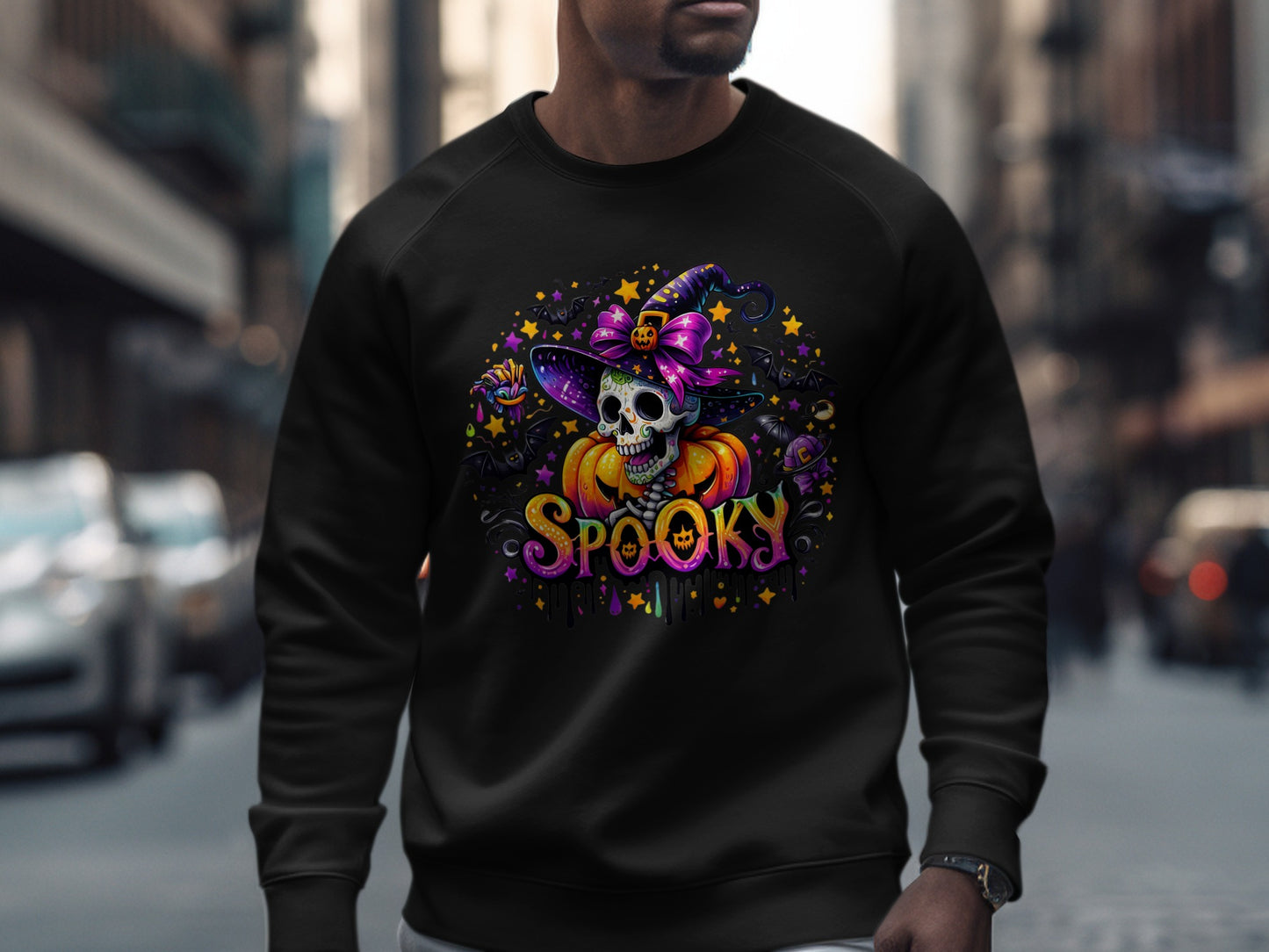 Spooky Skeleton Witch Halloween Sweatshirt product