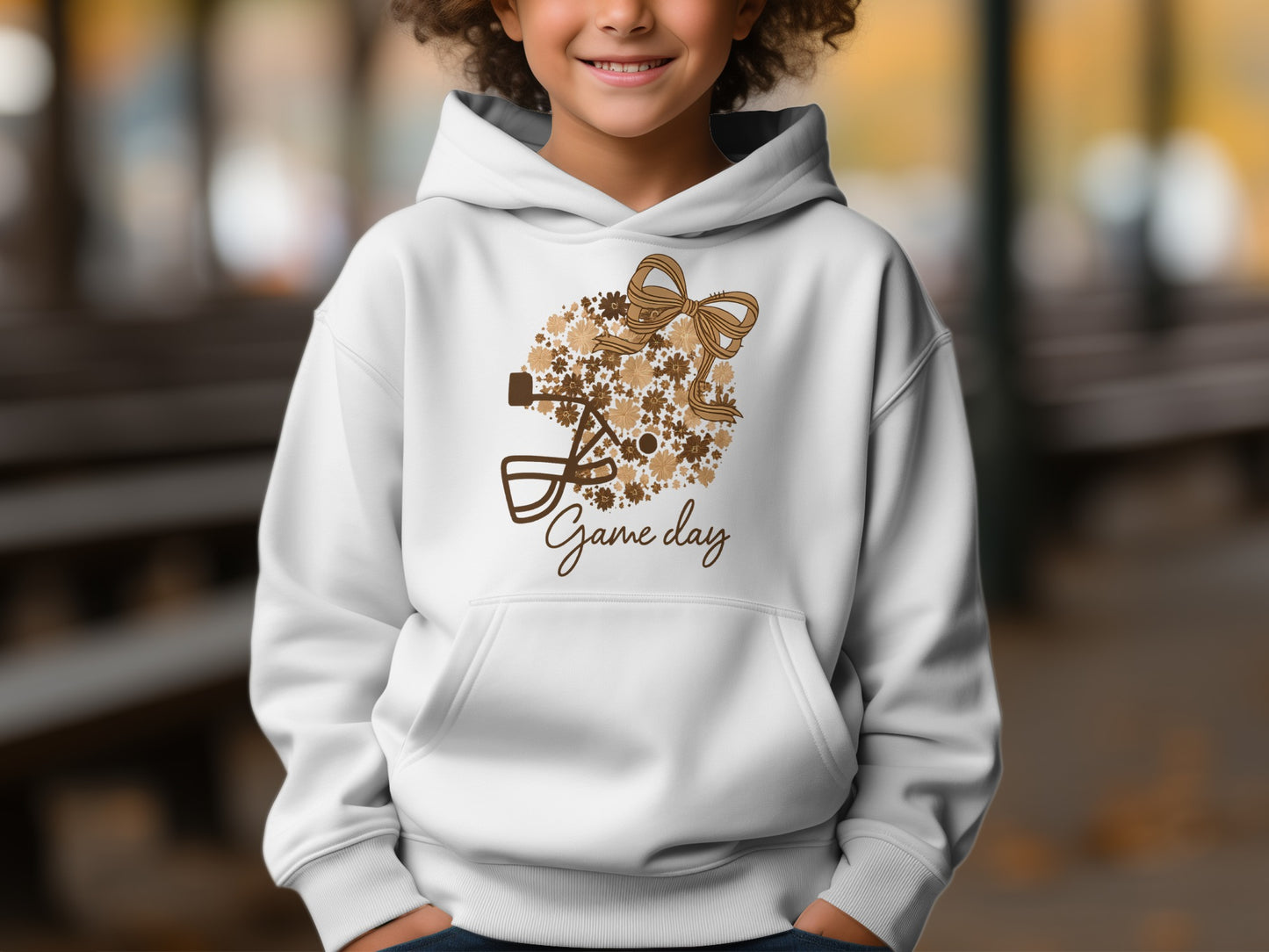 Game Day Cheerleader Print White Hoodie product