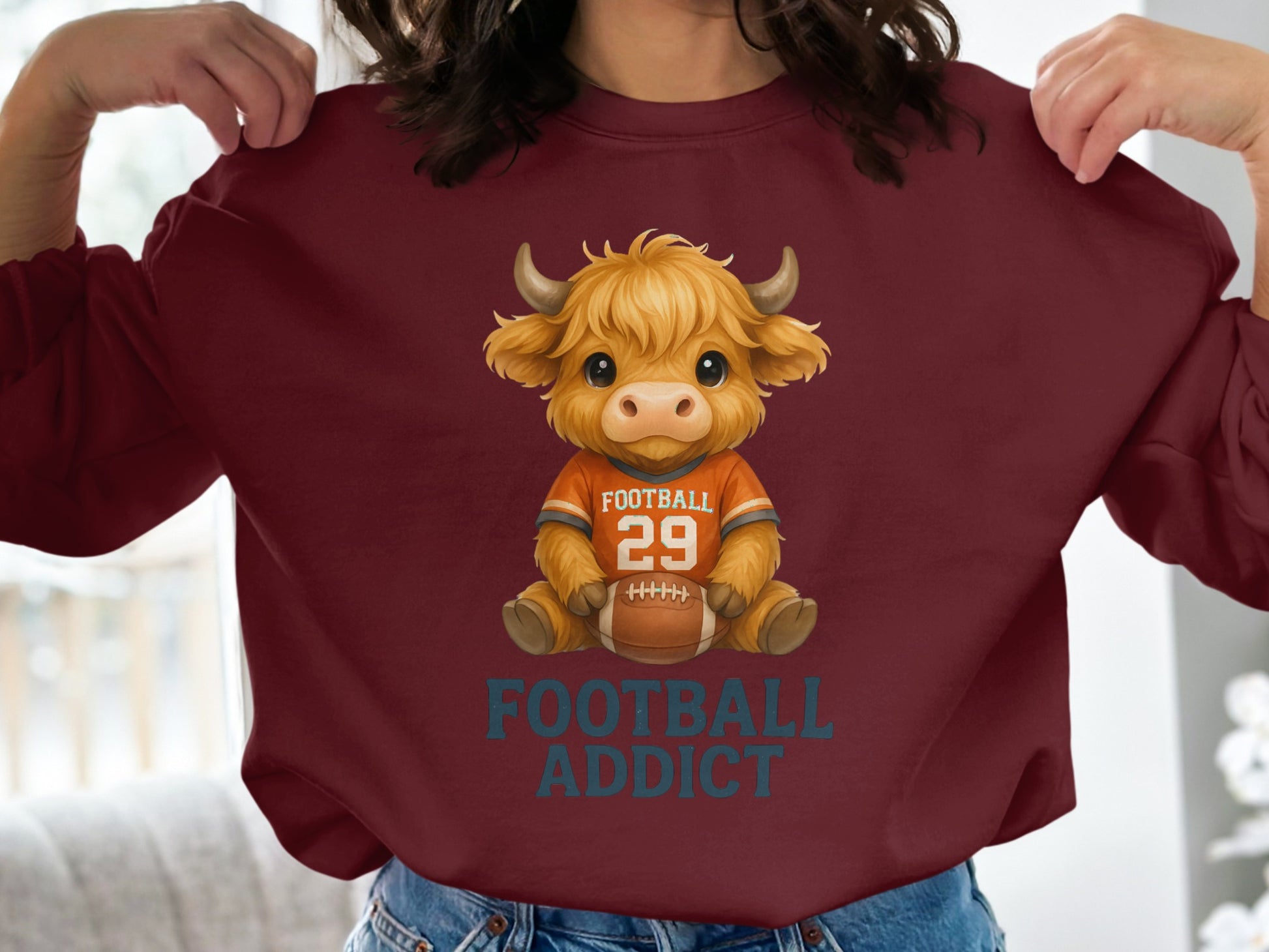 Cute Bull Football Addict Novelty T-shirt product