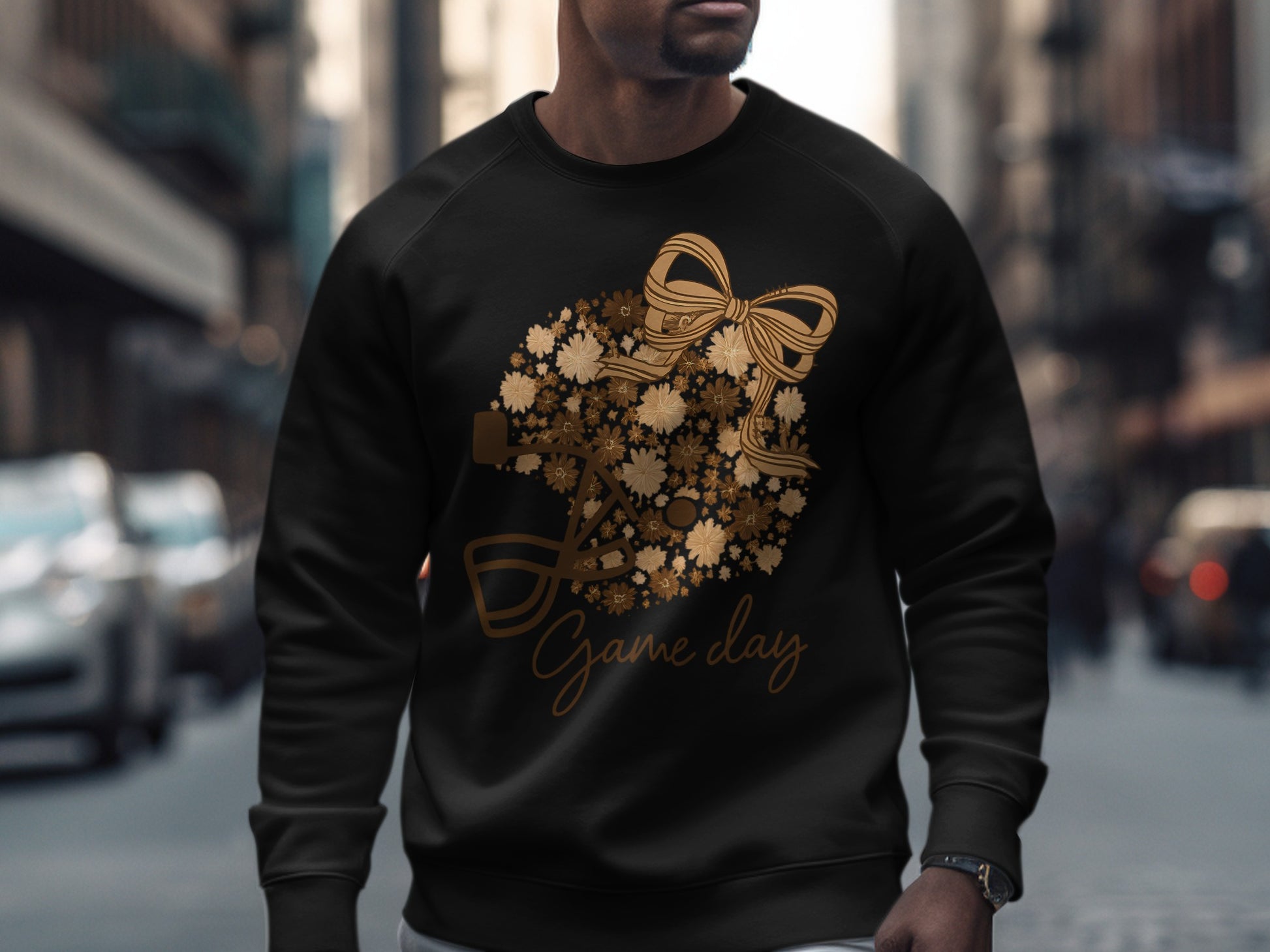 Game Day Floral Bow Wreath Design Sweatshirt product