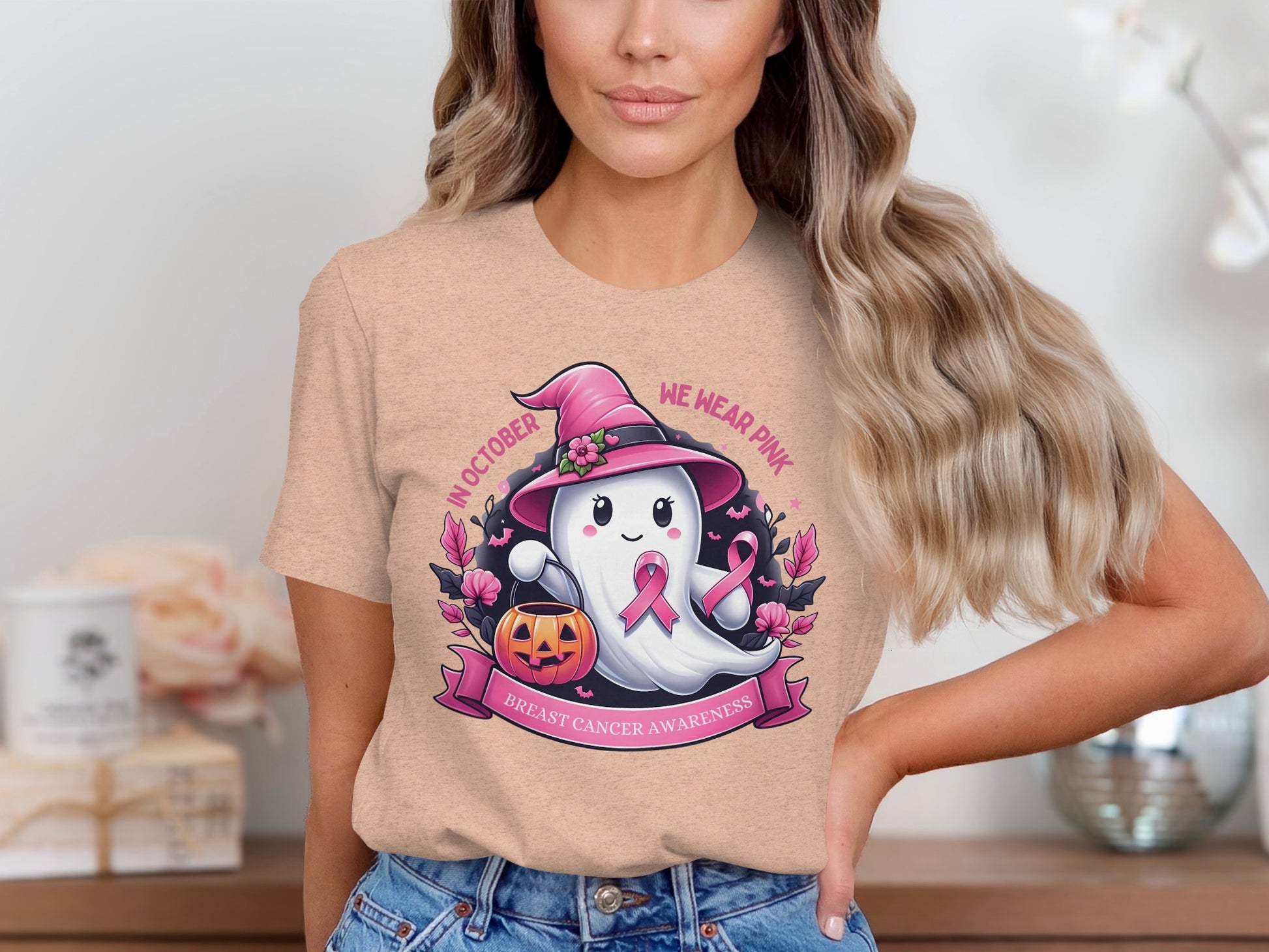 Breast Cancer Awareness October Ghost T-Shirt product type