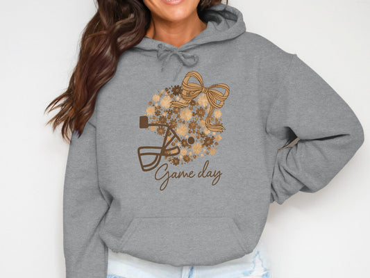 Game Day Hoodie with Cheer Bow and Football Helmet Design Hoodie