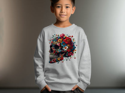 Kid's sweatshirt with colorful floral skull product