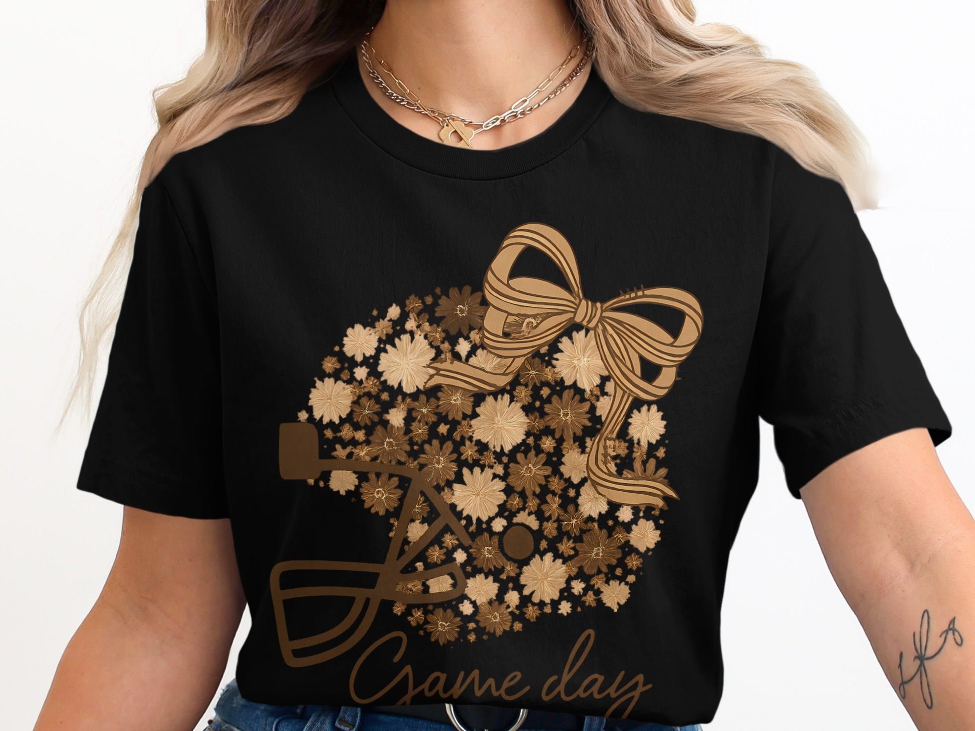 Game Day Floral Bow Graphic T-Shirt product