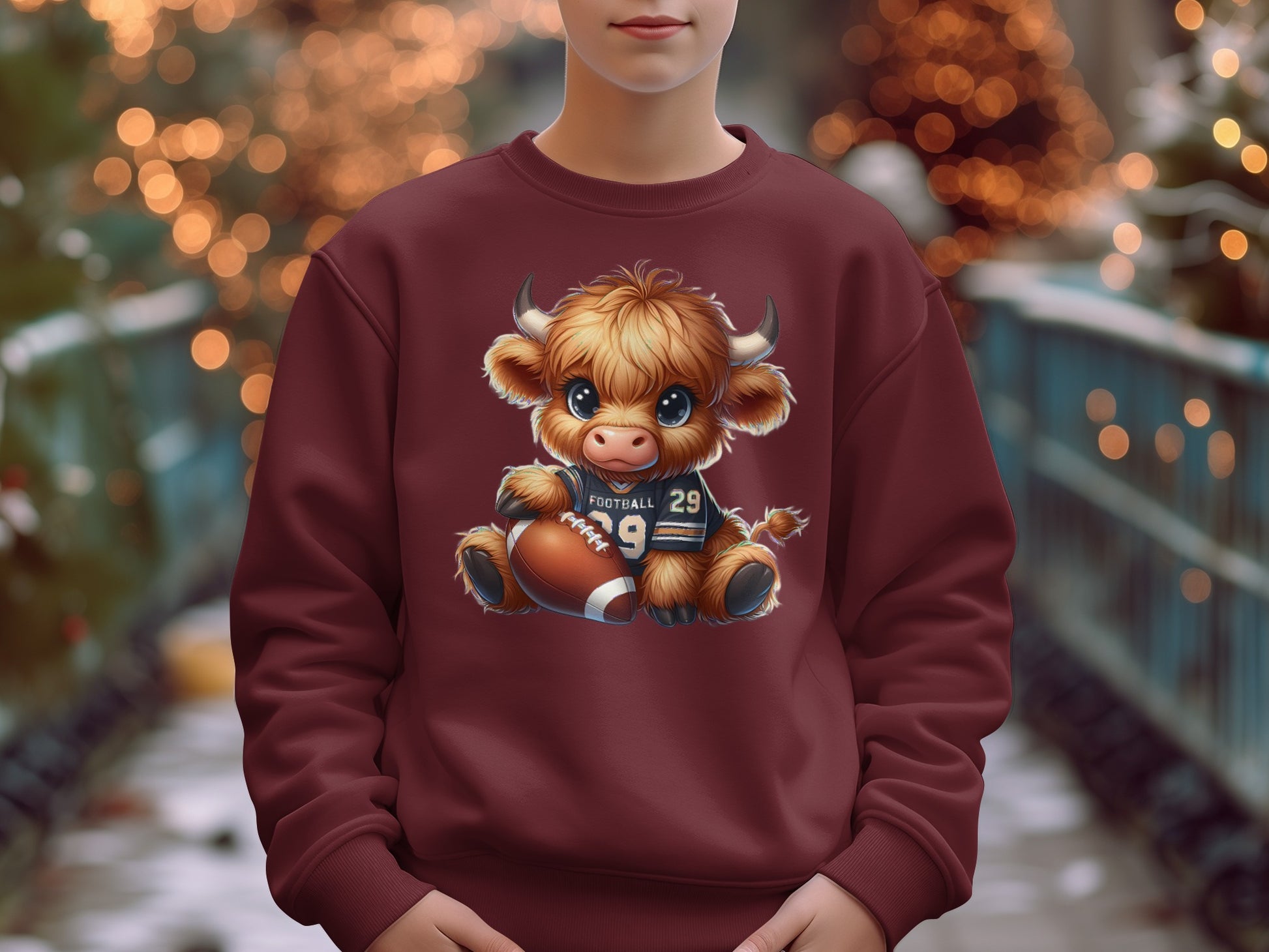 Adorable Highland Cow Football Theme Sweatshirt product