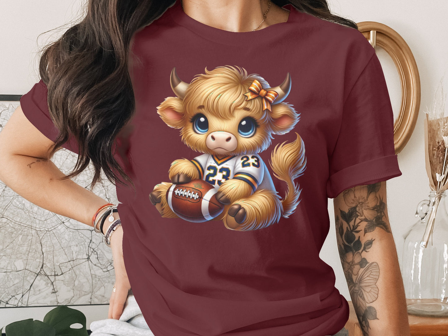Adorable Cute Cow with Football Graphic T-shirt product