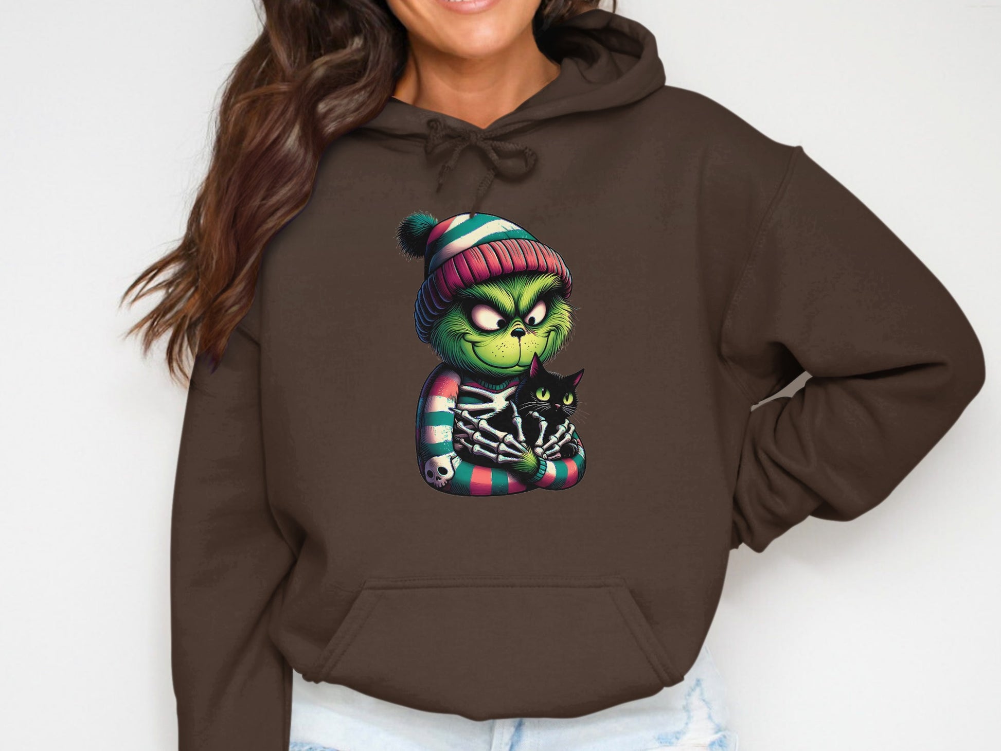 Grinch Holding Black Cat Hoodie Unique Fashion Product