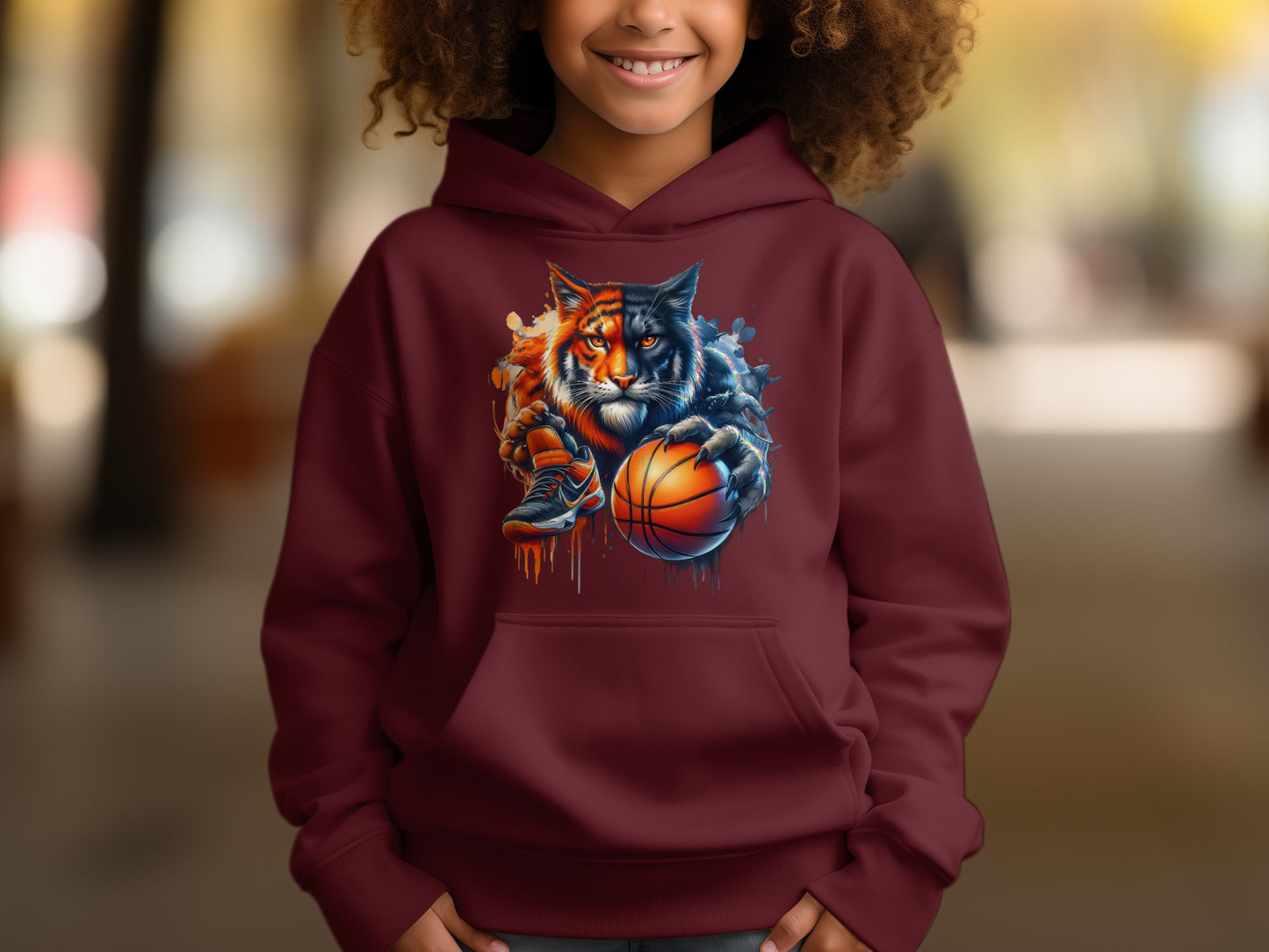 Fierce Basketball Cat Printed Red Hoodie product type
