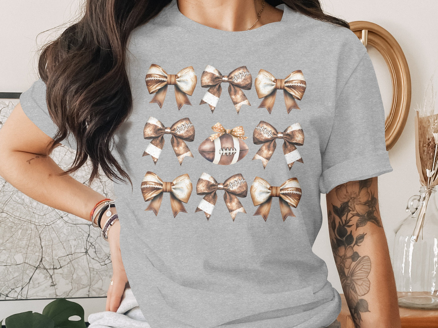 Football and Bows Graphic Design T-shirt product