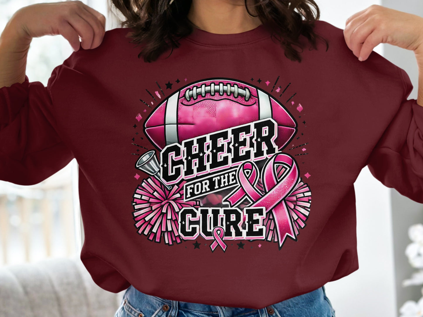 Cheer for the Cure Football Ribbon sweatshirt