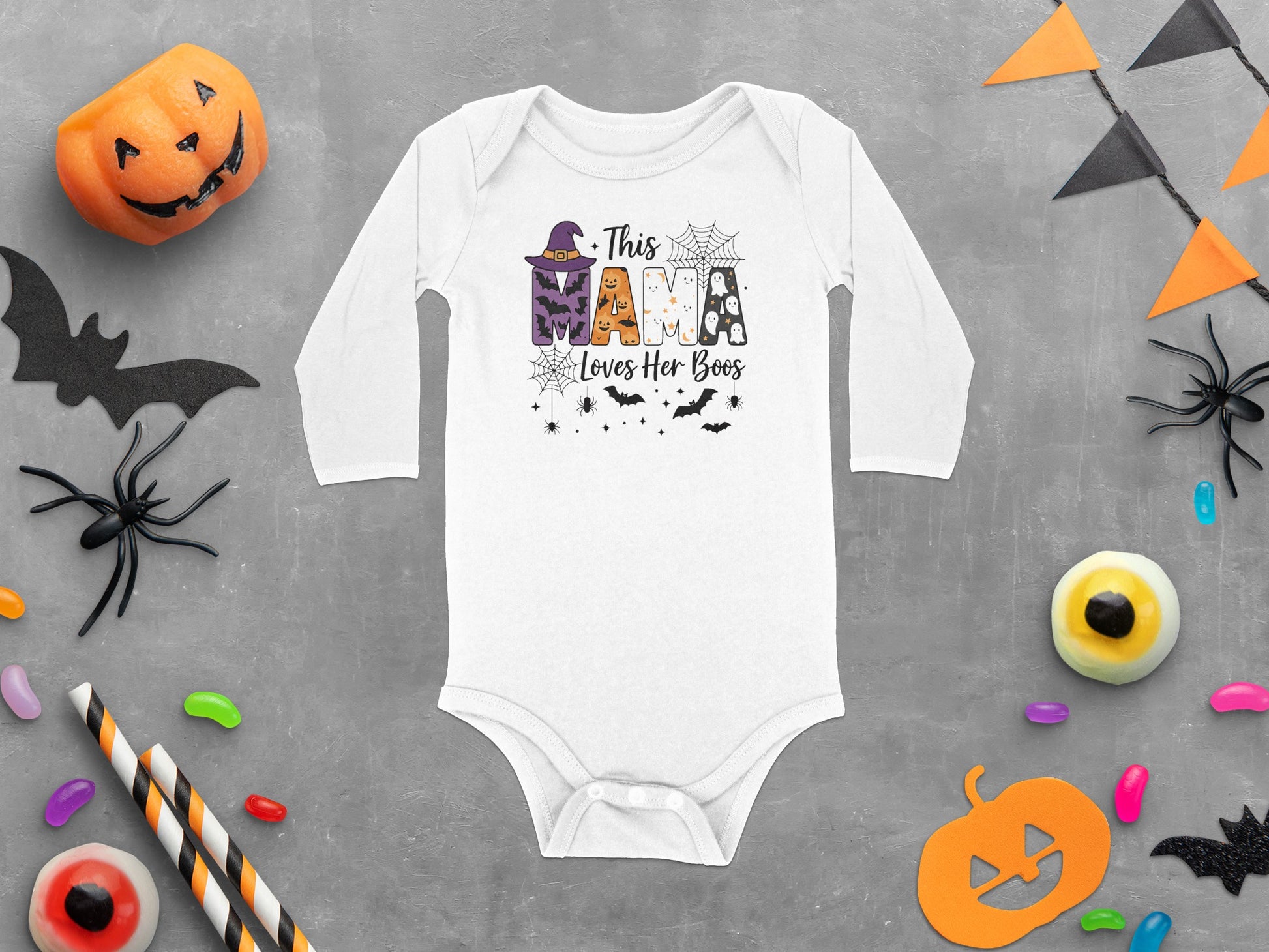 This Mama Loves Her Boos Halloween baby onesie product