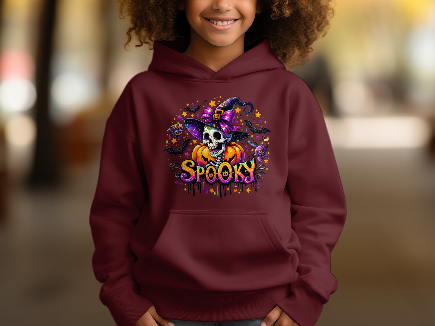 Spooky Skeleton Witch Halloween Youth Hoodie product