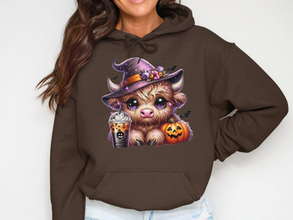 Adorable Halloween Witch Cow Design Hoodie product type