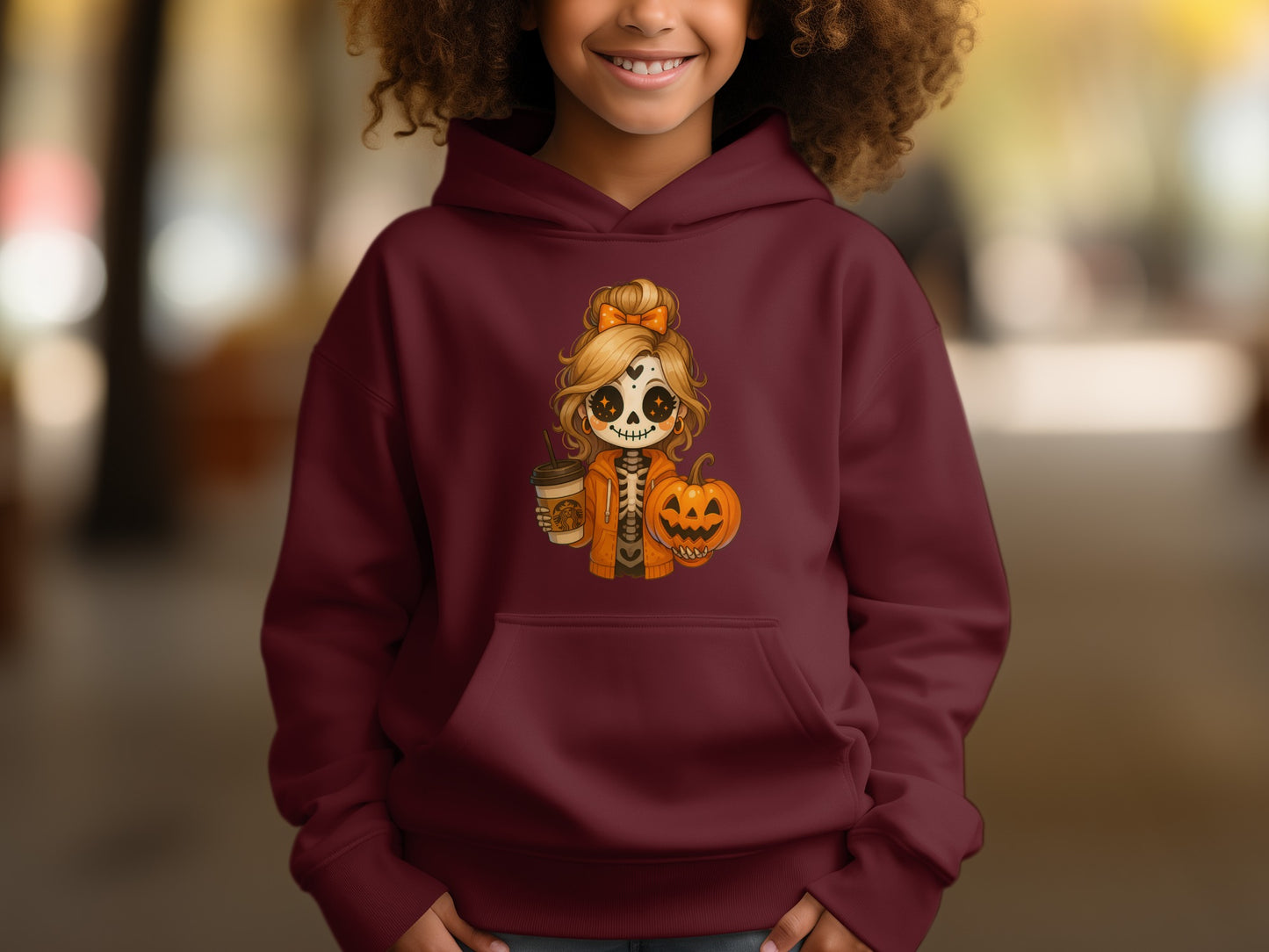 Cute Halloween Girl Holding Pumpkin Hoodie product