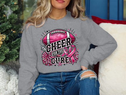 Cheer For The Cure Football Pink Ribbon Sweatshirt product