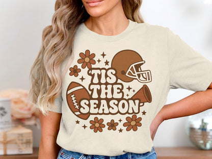 Tis The Season Football Theme Graphic Tee Shirt Product