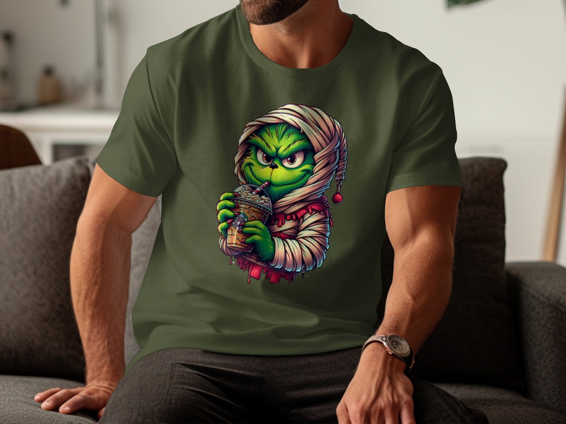 Alien Character Drinking Coffee Graphic Tee product type