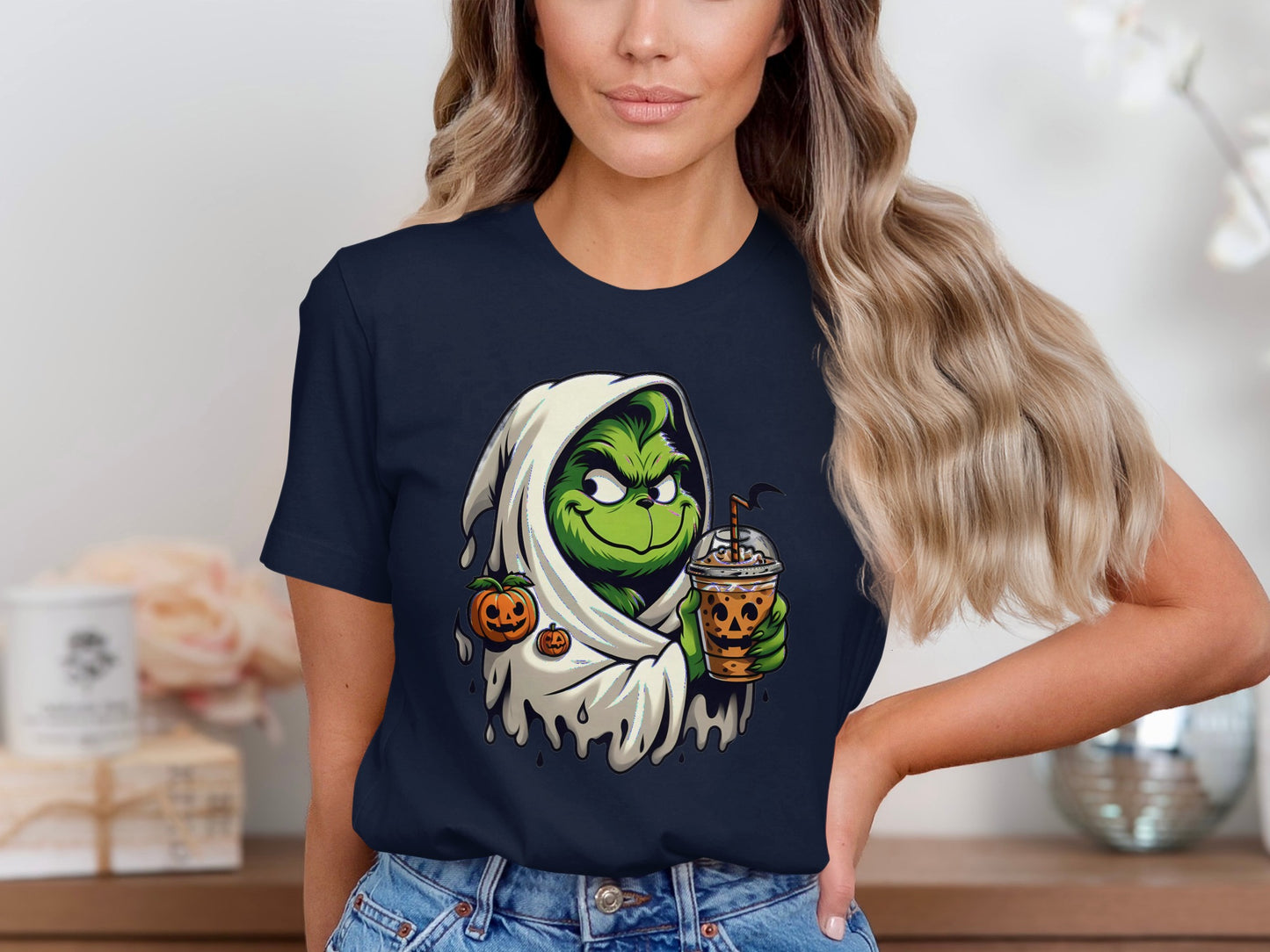 Grinch Wearing Ghost Costume Halloween T-Shirt product type