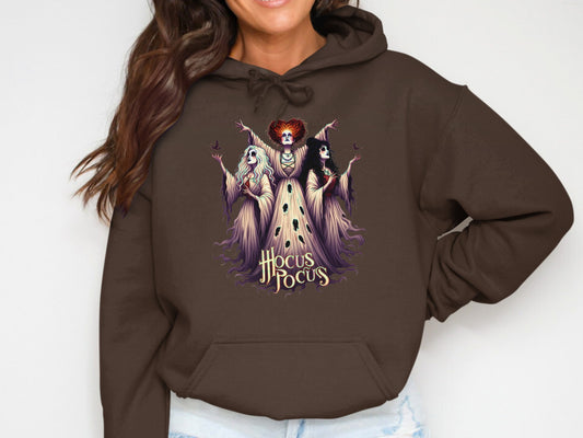 Hocus Pocus Design Brown Hoodie Halloween Clothing Product