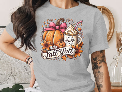 It's Fall Y'all Pumpkin and Coffee Graphic Shirt product type