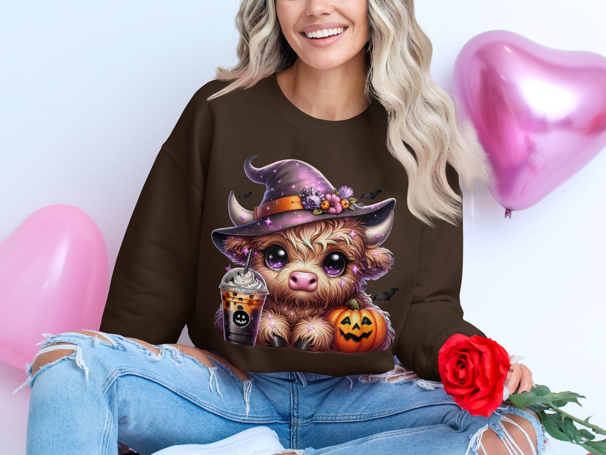 Adorable Witch Cow Halloween Sweatshirt product type