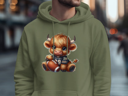 Adorable Baby Bull with Football Design Hoodie product type