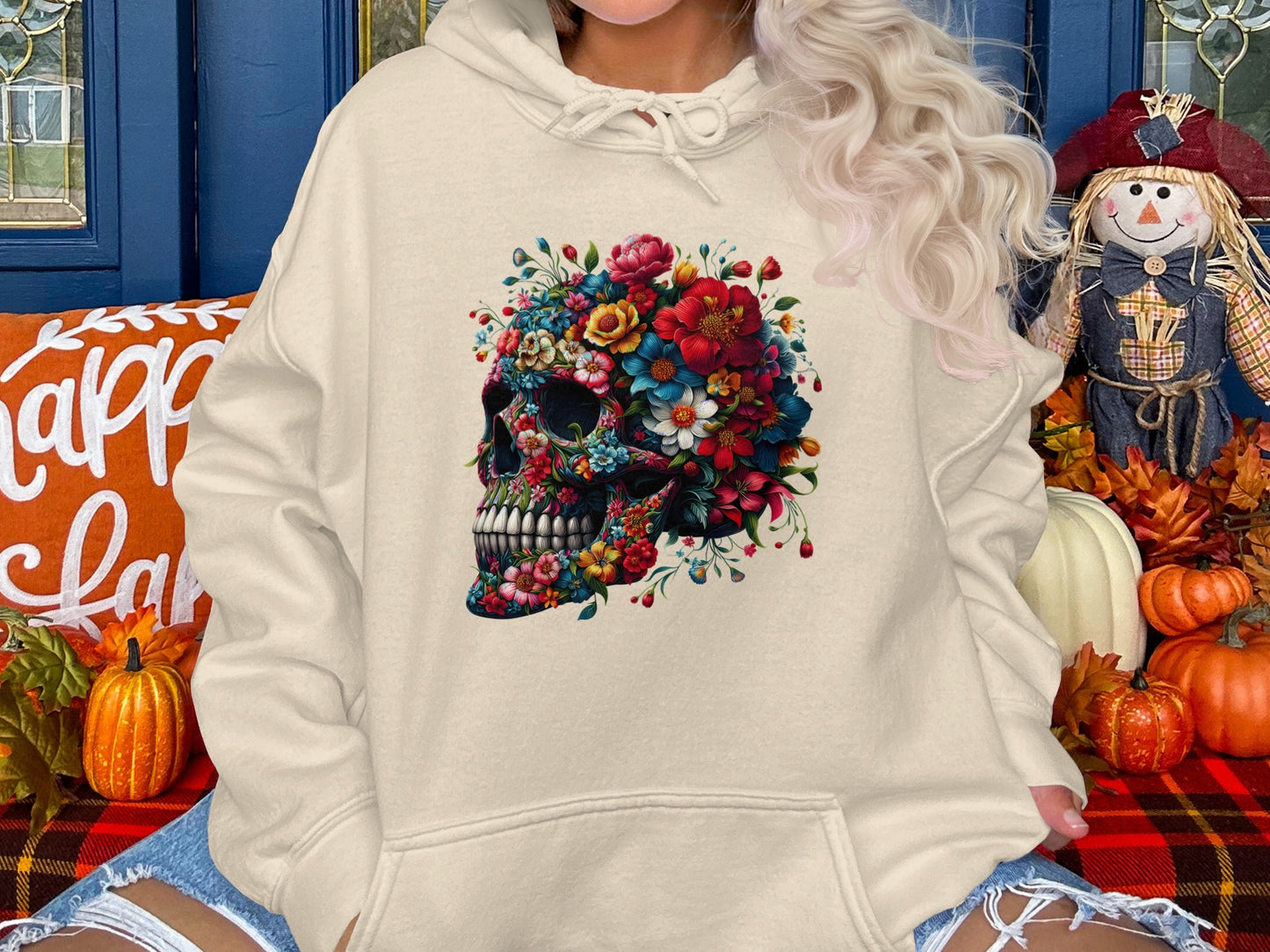 Colorful Floral Skull Hoodie product