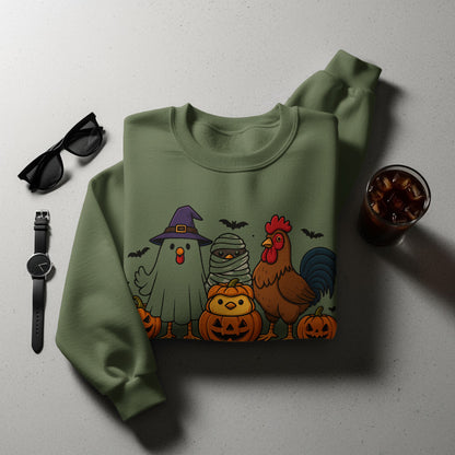 Festive Halloween Cartoon Characters on Sweatshirt product