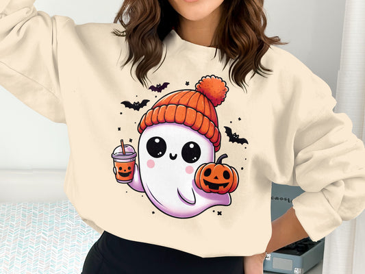 Adorable Ghost Pumpkin Latte Halloween Sweatshirt product