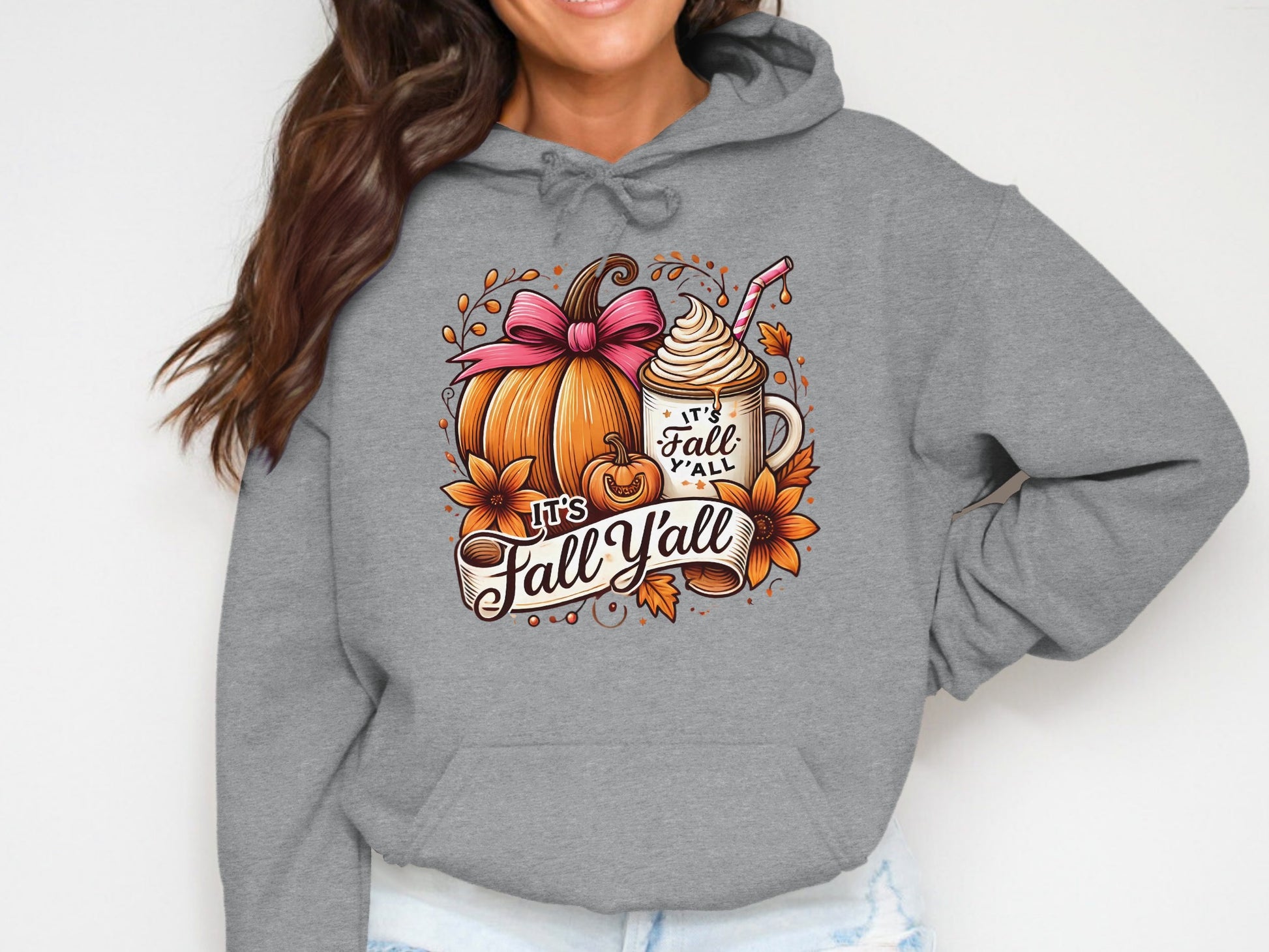 It's Fall Y'all Pumpkin and Coffee Graphic Hoodie product