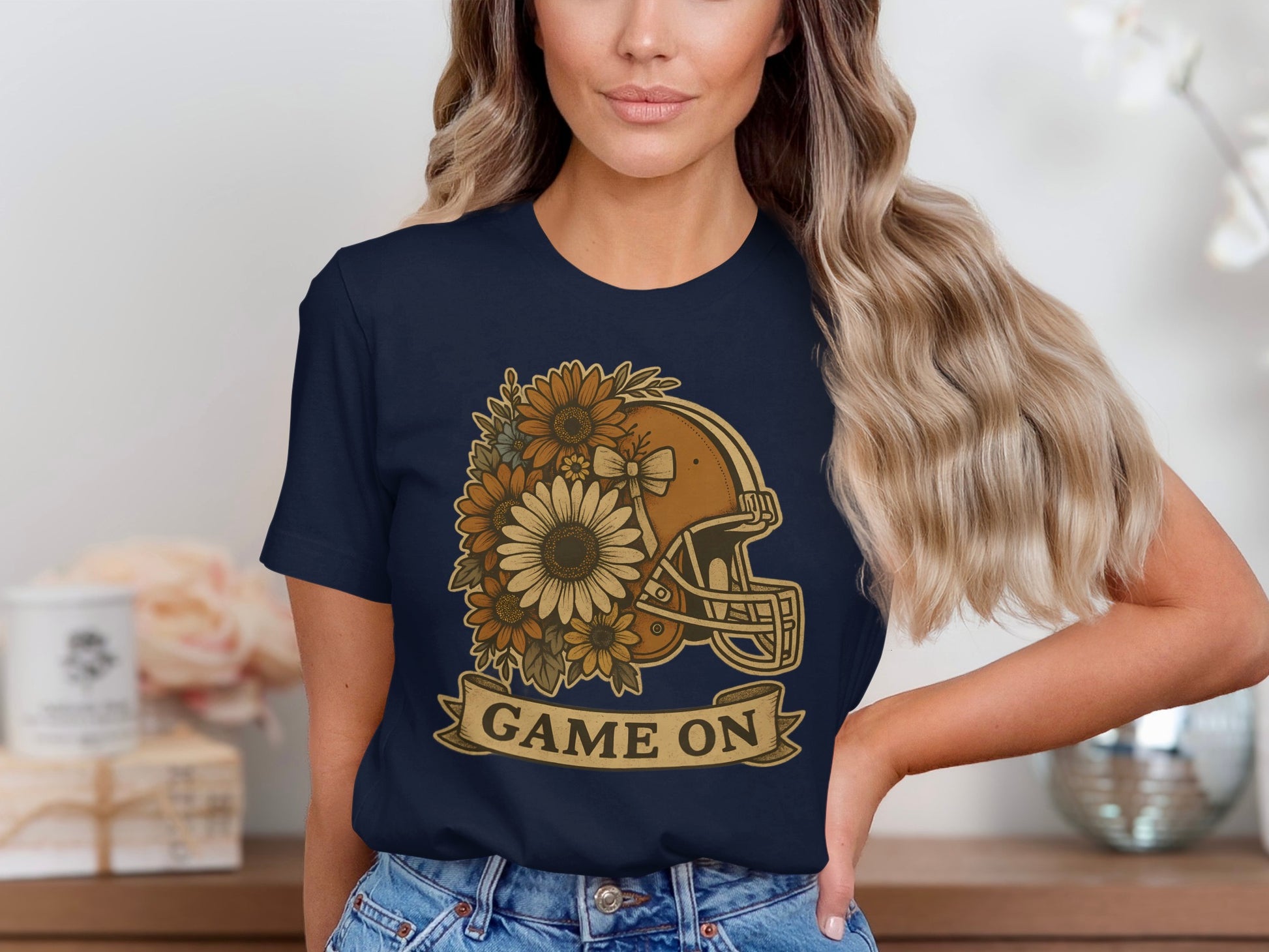 Game On Helmet Floral Design T-Shirt product