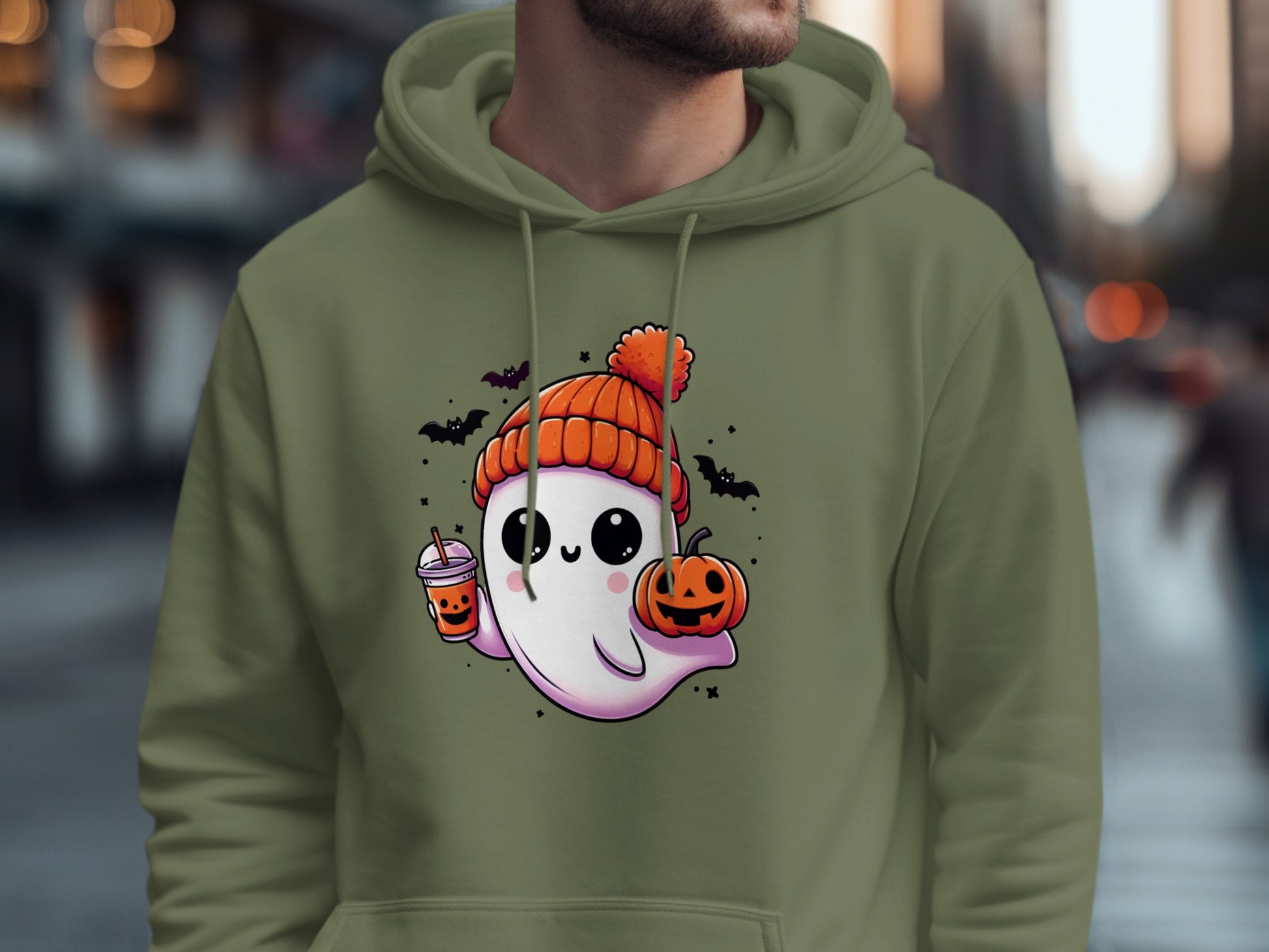 Cozy Ghost with Pumpkin Halloween Hoodie product