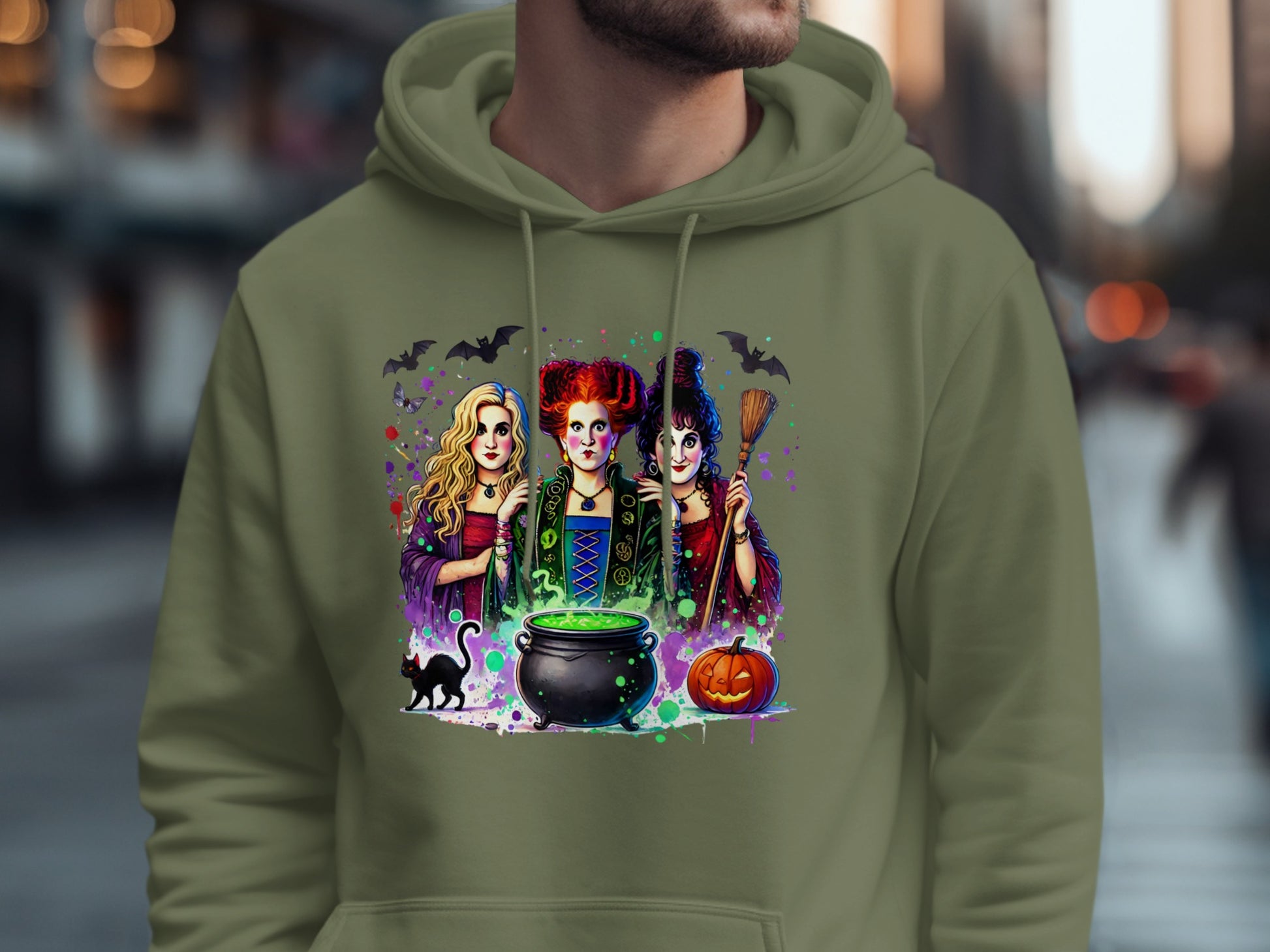 Vibrant Halloween Themed Hoodie with Witch Design product