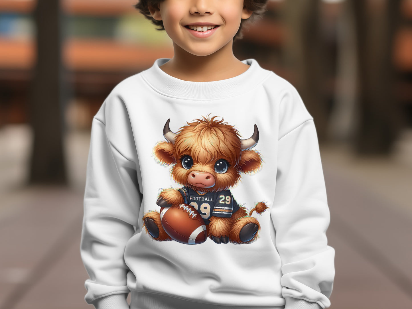 Cute Football Themed Bull Cartoon Kids Sweatshirt product