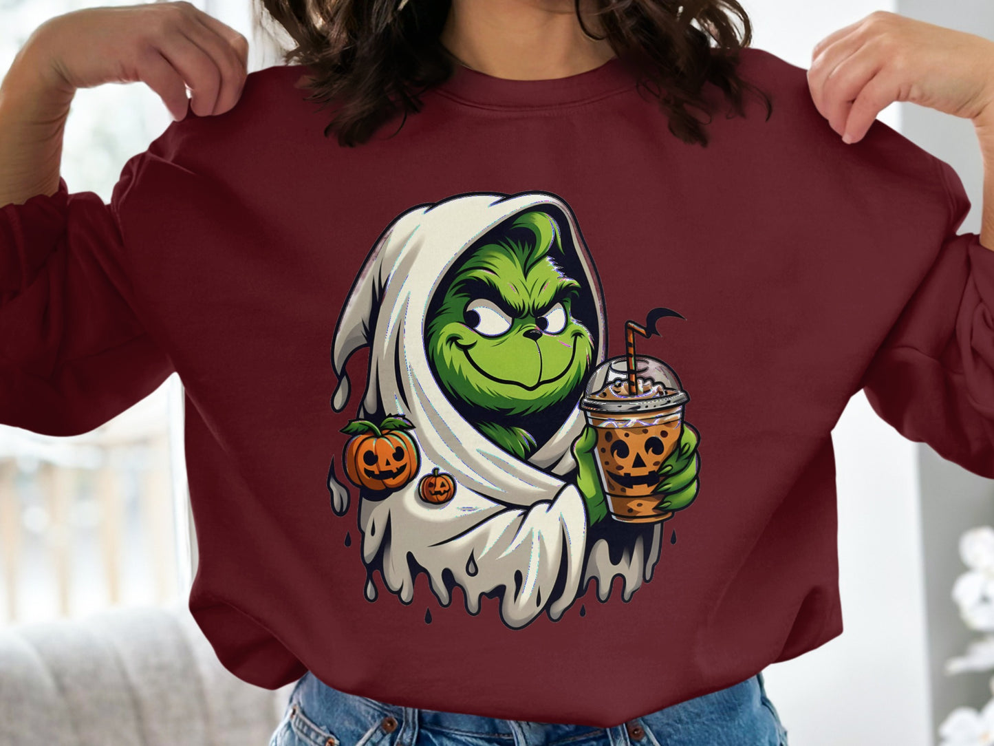 Spooky Green Character Halloween Themed Sweatshirt product type