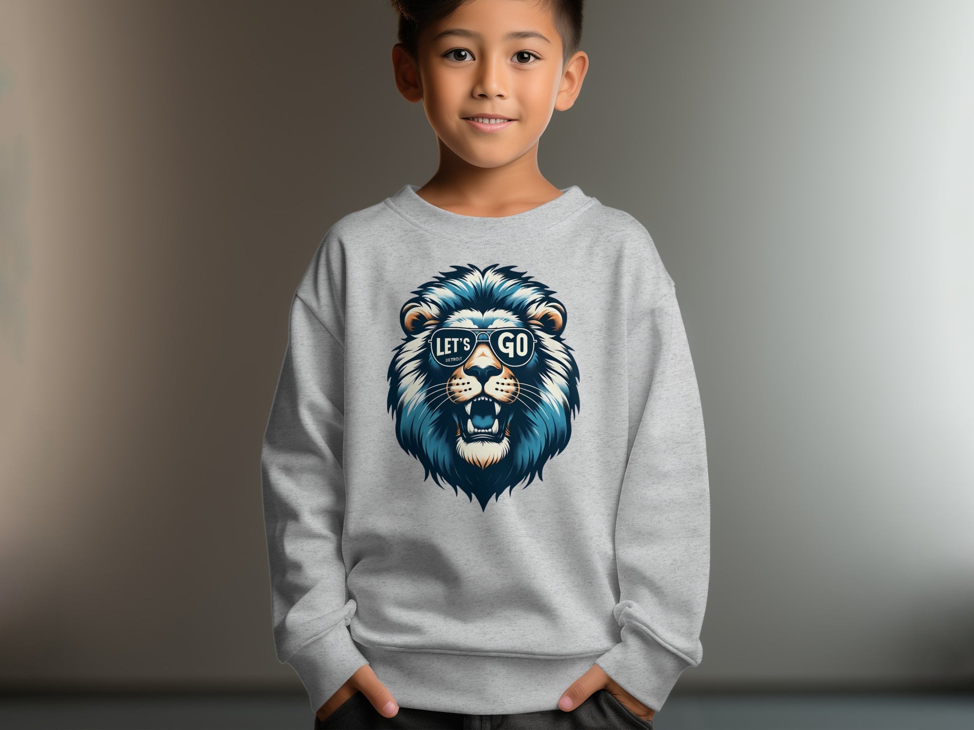 Cool Lion Lets Go Sunglasses Design Kids Sweatshirt product